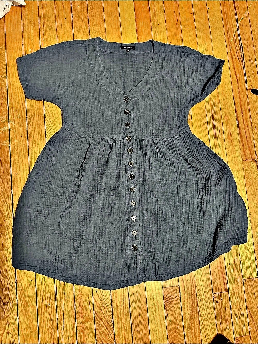 Madewell Lightspun Button-Front Mini Dress Blue Size Medium